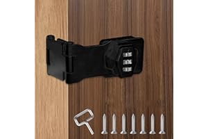 BEFUN 1Stück Überfalle abschließbar Sicherheits Haspe, 90/180 Grad Passwort TÜRverschluss Schrankschloss 3 Stellige Zahlenschloss mit Schraube für Kleine Türen,Scheunentür,Badezimmer, Garten,Schwarz