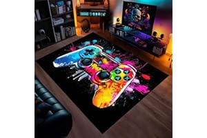 PEIHUODAN Tapis Chambre Ado Gamer 3D Tapis Sol Gaming Deco Chambre Garcon Enfant Tapis Salon Moderne Antidérapant Style Hip Hop Coloré Graffiti Console De Jeu Animé Flanelle Doux Carpets (Modèle 1,120x160cm)