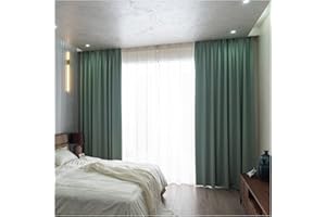 ‎SIUNWDIY Siunwdiy 2 Stücke Mintgrün vorhänge Blickdicht Verdunklungsvorhang mit Kräuselband Energiespar & Wärmeisolierend einfarbig Gardinen Schal für Schlafzimmer Kinderzimmer Wohnzimmer, 137X175CM
