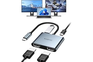 USB C to Dual HDMI Adapter 4K@30Hz, KOZYC USB C Hub Multiport Adapter with 2xHDMI, USB 3.0, 100W PD, Support Splitter function Extended Display for MacBook Pro Air Dell (MST For Windows Only)