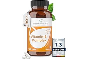 R(H)EIN NUTRITION Vitamin B Komplex Hochdosiert - Vitamin B12 Hochdosiert - B2 B6 B12-120 Kapseln - 4 Monate Vorrat - Vegan Ohne Zusätze in Deutschland hergestellt - Rhein Nutrition