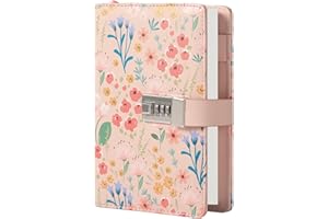 MGGAO Diary With Lock, Locked Journal for Women Girls, Refillable Water-Proof PU Leather Journal with 224 Lined Paper, B6 Secret Personal Daily Journal, Stylish Silver Locking Diary