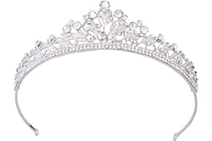 Vofler Kristall Tiara Silber Krone Kopfband Kopfschmuck Strass Blatt Haarschmuck Dekor Für Frauen Damen Kleine Mädchen Bridal Braut Prinzessin Geburtstag Hochzeit Pageant Prom Halloween Kostüm Party