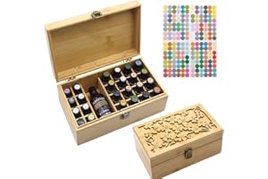 Gracelaza Boîte de Stockage Rangement en Bambou pour Huile Essentielle Aromathérapie - Coffret en Bois pour 25 Bouteilles - Idéal Organisateur pour Voyage et Présentation - Cadeau Gratuit Inclus #A