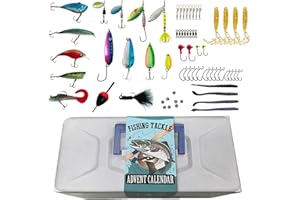 TEDIOUS Calendario dell'Avvento Natale per articoli da pesca | Calendario dell'Avvento pesca 2023 | Calendario dell'Avvento conto alla rovescia Natale 24 giorni esche da pesca | Set di accessori per la pesca,
