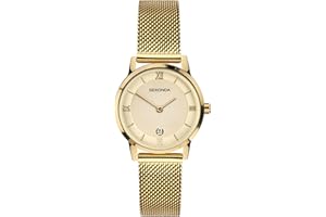 Sekonda Carter 28mm Women's Quartz Watch Round Alloy Case, Mineral Glass, Stainless Steel Mesh Bracelet, Roman Numerals, Sliding Clasp and Date Function