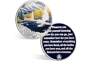 ACGZQY Winter Sobriety Coin- Recovery Seasonal Landscapes AA Chips and Medallions Sobriety Chip Sober Token Narcotics Alcoholics Anonymous Recovery Gift