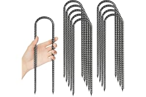 CARSEATTY 10 Pièces 30CM Piquets de Sol en Forme de U, Acier Galvanisé Ancrage de Tente Clous de Sardines de Fixation pour Sécuriser Clôture, Tentes, Auvents, Supports de Fleurs