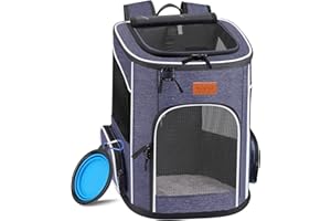 Morpilot Katzenrucksack, Hunderucksack für Katzen und Hunde Welpen, Atmungsaktive und Faltbare Haustier Rucksack mit Transparentes Fenster und Anti-offener Reißverschluss