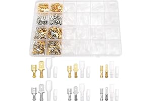 YIXISI 440 Pezzi 2.8mm 4.8mm 6.3mm Terminali a Crimpare Kit, Maschio e Femmina con Manicotto Isolante, Kit di Connettori Isolati Maschio Femmina, per Auto Cablaggio Elettrico (Dorato + Argento)