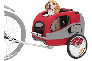 ‎SEPNINE SEPNINE® Bicycle Trailer for Dogs, Dog Trailer for Bicycle, Foldable with Safety Reflectors, Storage Bag, Built-in Pads and Safety Ropes, Maximum Load Capacity 30 kg