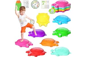 KIZJORYA Stepping Stones for Kids, 8 Pcs Frog Non-Slip Balance Steps Stones Sensory Toys for Toddler Ages 3-5, Obstacle Course Coordination Game, Indoor Outdoor Yard Games for Boys Girls