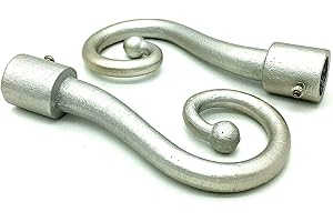 GENERIC 1 x Swirl finials 19mm curtain Pole ends cast silver/chrome shepherds crook