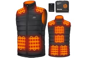 Hecusma Heated Gilet for Men with Power Bank 16000mAh 7.4V, Heated Vest Men with 9 Heating Zones Electric Lightweight for Hunting Skiing