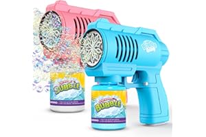 Panacare Seifenblasenpistolen, Seifenblasenmaschine Gun Kinder 4000+ Blasen/Minute mit 130ML Seifenblasenlösung, Bubble Machine Geschenk für Kinder/Geburtstag/Party, Bubble Gun (Blue+Pink)