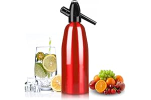 Soda Syphon, 1L Portable Aluminium Sparkling Water Maker for Soda Drinks/Cocktails/Mojitos/Juices (Red) - AstraLoom