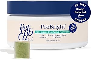 PetLab Co. ProBright® Dental Powder - Dog Breath Freshener - Teeth Cleaning Made Easy – Targets Tartar & Bad Breath - Formulated for Small Dogs