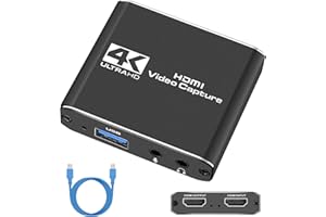TKHIN Capture Card, Video Capture Card with Microphone 4K HDMI Loop-Out, 1080p 60fps Video Recorder for Gaming/Live Streaming/Video Conference, Works for Nintendo Switch/PS4/Xbox One/OBS/Camera/PC