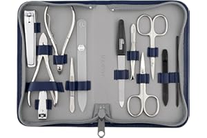 MARQUS Solingen Set per Manicure Professionale – Include Pinza, Lima in Vetro e 12 Pezzi di qualità. Custodia in Pelle, strumenti Made in Germany, perfetti per Unghie curate. Elegante e pratico