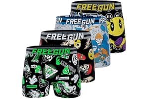 FREEGUN Boxer Enfant Savage Animals, Caleçon Garçon Respirant, Stretch et Doux (Lot de 4)