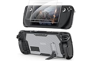 Upgraded Protective Case for Steam Deck with Adjustable Kickstand, YUANHOT Protector Cover Accessories with 2 Pack Screen Protector and Anti-Collision Anti-Scratch Design - Black