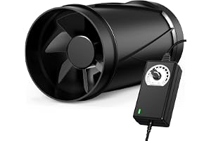 Aygrochy Justerbar 100 mm luftdragare, frånluftsfläkt 221 m³/h, EC-motor, energibesparande 7 W, för källare, garage, kök, hydroponisk odling