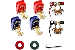 EUPDD Terminali Morsetti 12V: 6 Pezzi Morsetto Positivo e Negativo Ottone Connettori a Sgancio Rapido per Auto Moto Barca Camion