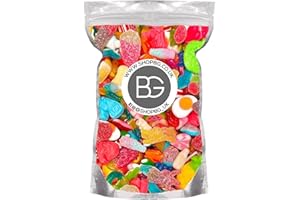 BARGAIN GATEWAY BG Mixed Quality Pick & Mix Sweets - Large Retro Candy Sweeties Assortment, 1kg Pouch Gummy Jelly Fizzy Gift Chewy PicknMix