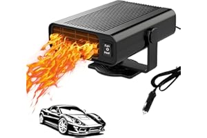 autozen car heater 12v, 2 in 1 car windscreen heater 200w car winter kit 360° rotation for vehicles quick heating, black