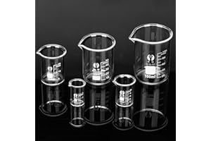 HATANSE 5 Stück Becherglas 5ml 10ml 25ml 50ml 100ml Borosilikatglas Bechergläser Set Glas Becherglas für Labor, Küche, Schule