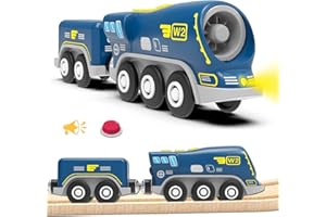 LiRiQi Eisenbahn elektrische lok Holzeisenbahn Zug, Batteriebetriebener Lokomotivzug, Leistungsstarker Motorzug kompatibel mit Brio, Thomas, Spielzeug für Kinder Kleinkind Junge