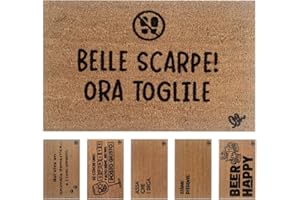 OLIVO TAPPETI OLIVO.shop COCCO FUNNY - Zerbino con scritte, Zerbino cocco ingresso simpatico, Tappeto cocco divertente, fondo in gomma, vari disegni, 40x60 cm (SHOES)