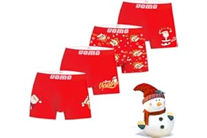 Trendy Boy Bóxer de algodón navideño para niños Ropa Interior 2-14 años Calzoncillos 4 Unidades Color Rojo Año Nuevo Colección Especial Diseño Italiano Ultra Suave