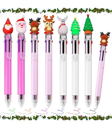 Capaneus 20 Pezzi Penne a Sfera di Natale, Penna a Forma di Bastoncino di Zucchero, Penne Natalizie Retrattili, Pupazzo di Neve di Babbo Natale, Set di Penne Bomboniera per Bambini e Feste