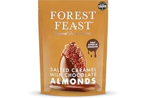 FOREST FEAST Salted Caramel Milk Belgian Chocolate Almonds - 1kg Pack Natural Source of Protein and Fibre.
