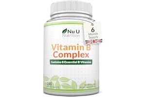 Vitamin B Complex High Strength - 180 Vegan Tablets - 6 Month Supply - Contains All 8 B Vitamins in 1 Tablet - Vitamins B1, B2, B3, B5, B6, B12, Biotin & Folic Acid - Nu U Nutrition