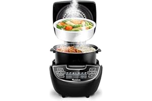 ‎TURBOTRONIC BY Z-LINE TurboTronic Elektrischer Multikocher 5L schwarz, Dampfgarer, Reiskocher, Slow Cooker, Küchenmaschine, 860W, Timer
