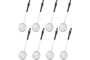 RayE Lot de 8 tamis pour fondue en acier inoxydable avec poignées, tamis fin pour cuisine, tamis pratique à mailles fines pour spaghettis, légumes et accessoires de pot-au-feu-1