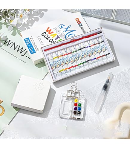 Set Mini Acuarelas Tobios - 8 O 15 Colores, Estuche De Madera/Acrílico, Con Pincel Y Pinzas, Para Viaje