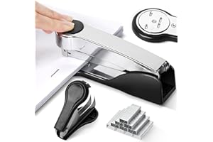 LandHope Hefter Heavy Duty, Kleiner Metallhefter, Hefter und Heftklammern Set mit 1000 Heftklammern und Heftklammerentferner, Heftklammern 26/6,24/6 Standard, 50 Blatt Kapazität, Für Büro Schule Haus