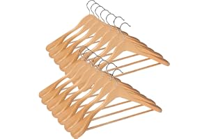 ABHENG Klädställ i trä, set med 14 ställ för Kläder, 360° svängbar krok, för jackor, skjortor, klänningar, rockar, 44 x 5,5 x