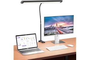 VIIVUU Lampada Da Scrivania a LED-1200 Lumen Lampada LED da Scrivania,Lampada Da Scrivania Con Pinza[3 Temperatura Colore,10 Livelli Luminosità] Per Ufficio,Studiare, Leggere e Giocare
