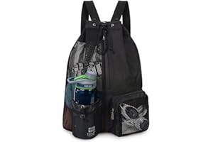 CRSUSUKJ Sacs de Natation pour Adultes,Sac à Dos de Natation en Maille, Sac de Natation en Maille, Sac à Dos avec Cordon de Serrage et Poche Humide, Sac de Sport léger avec Fermeture éclair, Sac pour la Plage