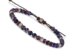 BENAVA Damen Yoga Armband Jaspis Edelstein Perlen mit Infinity Perlen Bunt | Edelstein Armband Meditation | 16-24 cm