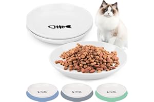 HOLYELKS Futternapf Katze Keramik - 3er Keramik Napf rutschfest, Nassfutter Katzen Napf rutschfest Set, Flache Katzenteller, Wasser Nassfutter Trockenfutter Katzenschüssel, für Kätzchen und Kleintiere
