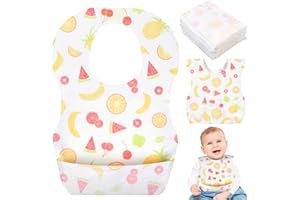 Vaktop Disposable Bibs, 30 Pack Disposable Bibs Baby with Food Catcher Pocket, Waterproof Baby Feeding Bib, Adjustable Baby Bib for Toddlers Boys Girls Travel Outdoor