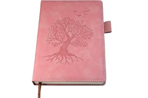 DXZZM A5 Ruled Notebook Journal - Hardcover Executive Notebooks with Premium Thick Paper, Tree of Life Design, 8.3"×5.7",360 Page, Perfect for Office Home School Business Writing & Note Taking (Pink)