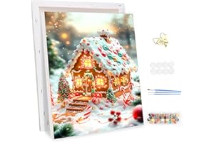 MEIYUDA Christmas Paint by Numbers Kits for Adult with Frame Candy House, Christmas DIY Canvas Oil Painting Kit for Adult or Beginner, Arts and Crafts Kit for Home Wall Decor 25x35cm