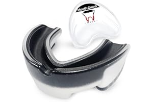 WOSO Adults and Junior Mouth Guard, Gum Shield with Case, Slim Fit Professional Mouthguards for Football, Hockey, Wrestling Rugby, Martial Arts, Boxing, MMA, Judo, Karate (Black + White (2))