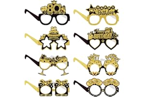 COLANANA Birthday Party Glasses Decoration,Birthday Party Decorations,8 Pieces Funny Paper Birthday Eyeglasses Deco,Birthday Photo Booth Props Supplies for Women Men
